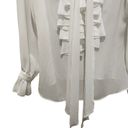 Yoana Baraschi  Ruffle Tie Long Sleeve Sheer Blouse White Size Small Photo 1