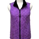 Coldwater Creek  Vest Small Quilted Velvet Silk Reversible Zip up Black Purple Photo 1