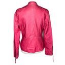 Miss Sixty Womens  M60 Hot Pink Faux Leather Distressed Motorcycle Jacket Size M Photo 6