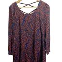 Blu Pepper  Paisley Navy And Rust Chiffon Dress Sz S Shift Long Sleeve Boho Casua Photo 2