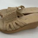 sbicca  Womens Wedge Sandals Slip On Platform Open Toe Heels Knit Strap Beige 10M Photo 4