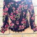 NBD NEW  Revolve Dylan Black Red Floral Swiss Dot Off The Shoulder Blouse Lace Photo 4