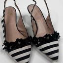 Kate Spade  New York Olima Slingback Kitten Heels Black White Striped Women's 8 Photo 0