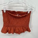 We The Free Free People  Orange Smocked Ruffle Strapless Cropped Tube Top Small Photo 4