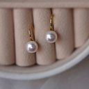 Elegant White Pearl Dangle Drop Earrings for Women, Pearl Earrings Gold Photo 0