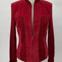 Coldwater Creek Vintage  Suede Leather Jacket Cable Knit Lacing Red Womens Medium Photo 0