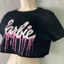 Barbie by Hybrid‎ Women's XS Black Pink Paint Drip Graphic Cotton T Photo 6