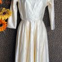 Unique Vintage 1950s Style Cream Satin Sleeved Lana Bridal Dress NWT | SMALL | Photo 5