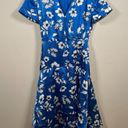 White House | Black Market  Faux Wrap Midi Dress Size 8 Blue Floral Church Wedding Photo 1