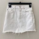 AGOLDE Size 24 White Button Fly Raw Hem Distressed Denim Jean Mini Skirt Photo 0