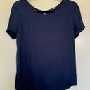 Quince Washable Stretch Silk Tee in Navy Size Small Photo 2