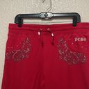 BCBGMAXAZRIA  Y2K Studded Low Rise Wide Leg Track Pants Red Size XL NWOT Photo 1