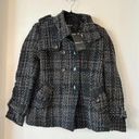 Neslay Paris Black Metallic Tweed Double Breast Peacoat Size S NWT Photo 0