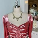 EXPRESS  Pink Velvet Ruched Puff Long Sleeve Crop Top XS Photo 4