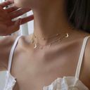 18K Gold Plated Star Moon Charm Necklace Layering Chain Choker for Women Photo 3