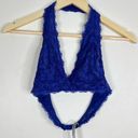 Free People  | Intimately Yours Lace Halter Bralette Royal Blue Medium Photo 3