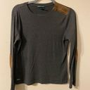 Krass&co Womens Lauren Jeans . Gray Long Sleeve Faux Leather Patch Blouse Size Large Photo 0