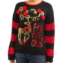 Holiday Time  Women’s Christmas Sweater Reindeer Small Photo 0