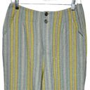 Soft Surroundings  Pants Womens 8 Caldera Striped Linen Blend Cropped Capri Boho Photo 2