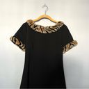 Julie Brown  NYC Faux Fur Short Sleeve Little Black Dress Animal Print Size 6 Photo 4