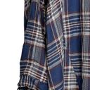 Max Studio  Womens Flannel Shirt Size Small 3/4 Roll Up Sleeve Blue Plaid Photo 2