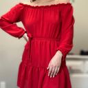 In The Style Red Crepe Bardot Frill Hem Mini Dress Photo 1