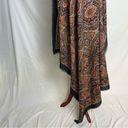 Edge Elaine Gold Large Square Boho Scarf Wrap Brown Black Floral Frayed  46x46 Photo 3