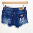 Zco Jeans  Floral Embroidered Raw Hem Jean Shorts Photo 3