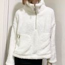 Tommy Hilfiger Ivory White Teddy Soft Plush 1/4 Zip Sweater Size L Photo 2