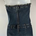 Cello  USA Vintage Strapless Flare Leg Fringe Denim Jumpsuit Photo 7