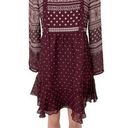 Shoshanna  Braemar Tie-Neck Long-Sleeve Printed Chiffon Silk Boho Dress Size 4 Photo 0