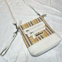 Stone Mountain  Woven Rainbow Wicker and White Leather Crossbody Bag Photo 1