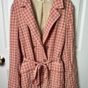 Free People  Pink Cream Long Sleeve Button Waist Tie Olivia Gingham Blazer M Photo 0