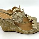 Jack Rogers  Livvy Gold Leather Embroidered Wedge Women's 9 US Photo 2