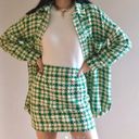 ZARA Green White Bejeweled Knit Plaid Mini Skirt Photo 1