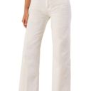 Reformation  Fawcett Ivory High Waisted Straight Flare Leg Raw Hem Jeans Photo 1