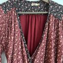 Faherty Ophelia Wrap Blouse Red Black Size S Photo 6