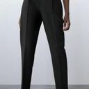 ZARA  Pants Womens Small Black High Rise Belted Tapered Trouser Ankle Photo 0