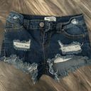 Harmony & Havoc Harmony + Havic ripped blue Jean Shorts Photo 0