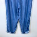 Talbots  Summer Twill Slim Leg Crop Pants Chambray Blue Tencel Drawstring Size 8 Photo 7