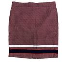 Tommy Hilfiger  Mini Pencil Skirt 6 Red Chevron Stripe Stretch Zip Kick Pleat Photo 0