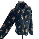 Black Diamond VTG  Sherpa Fleece Botanical Floral Print Jacket Black Size Small Photo 2