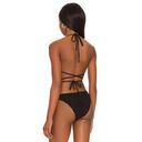 Good American NWT  Black Jacquard Wave Check Tiny Ties Bikini Top Size X-1 Photo 4