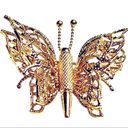 Monet Vintage  BUTTERFLY BROOCH Pin Gold Filigree 1-5/8” Double Wing Signed Photo 5