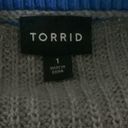 Torrid  sweater knit blue gray pullover drop shoulder striped long sleeve Sz 1X Photo 2