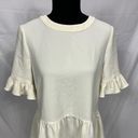 Kate Spade  Linda Ruffle Sleeve Peplum Hem Crepe Blouse Cream Small Photo 0