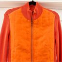 J. McLaughlin  Silk Quilted Front Full Zip Ribbed Sweater Jacket sz Medium Orange Photo 1