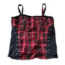 Tripp NYC  Womens Goth Black Red Plaid Bustier Corset Tank Top Size XL Stretch Photo 0