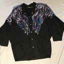 INC VTG Black Denim Jacket USA Made Splatter Painted Deigns By Create A Sweet  Photo 0