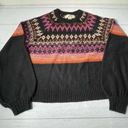 Band of Gypsies  Black Purple Fair Isle Pattern Knit Melaina Sweater Size Small Photo 0